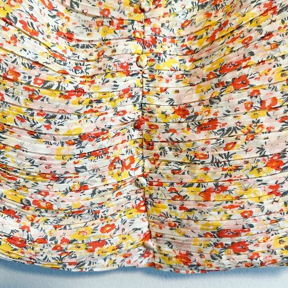 ASTR Floral Pintuck Pleated Smocked Puff Sleeve Crop Top NWT Size S - Picture 8 of 12